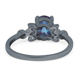 Art Deco Oval Natural Stone Floral Ring