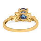 Art Deco Oval Natural Stone Floral Ring