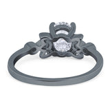 Art Deco Oval Natural Stone Floral Ring