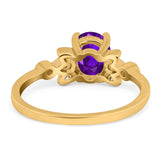 Art Deco Oval Natural Stone Floral Ring