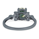 Art Deco Oval Natural Stone Floral Ring