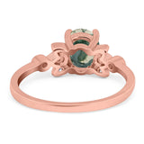 Art Deco Oval Natural Stone Floral Ring