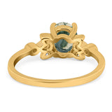 Art Deco Oval Natural Stone Floral Ring