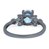 Art Deco Oval Natural Stone Floral Ring