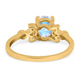 Art Deco Oval Natural Stone Floral Ring