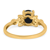 Art Deco Oval Natural Stone Floral Ring