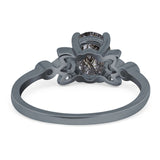 Art Deco Oval Natural Stone Floral Ring