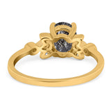 Art Deco Oval Natural Stone Floral Ring