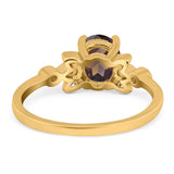 Art Deco Oval Natural Stone Floral Ring