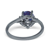 Art Deco Round Natural Stone Flower Ring