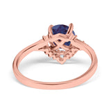 Art Deco Round Natural Stone Flower Ring