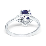 Art Deco Round Natural Stone Flower Ring