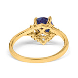 Art Deco Round Natural Stone Flower Ring