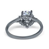 Art Deco Round Natural Stone Flower Ring