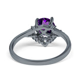 Art Deco Round Natural Stone Flower Ring