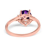 Art Deco Round Natural Stone Flower Ring