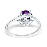 Art Deco Round Natural Stone Flower Ring