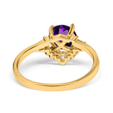 Art Deco Round Natural Stone Flower Ring
