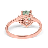 Art Deco Round Natural Stone Flower Ring