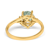 Art Deco Round Natural Stone Flower Ring