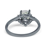 Art Deco Round Natural Stone Flower Ring