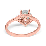 Art Deco Round Natural Stone Flower Ring