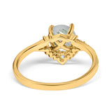 Art Deco Round Natural Stone Flower Ring