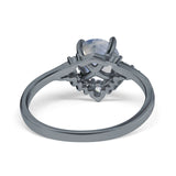 Art Deco Round Natural Stone Flower Ring