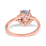 Art Deco Round Natural Stone Flower Ring