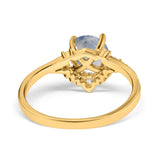 Art Deco Round Natural Stone Flower Ring