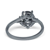 Art Deco Round Natural Stone Flower Ring