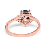 Art Deco Round Natural Stone Flower Ring