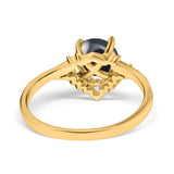 Art Deco Round Natural Stone Flower Ring