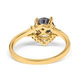 Art Deco Round Natural Stone Flower Ring