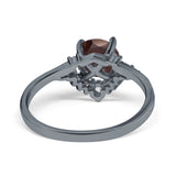 Art Deco Round Natural Stone Flower Ring