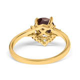 Art Deco Round Natural Stone Flower Ring