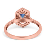 Art Deco Oval Natural Stone Hexagonal Ring