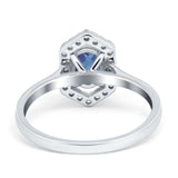 Art Deco Oval Natural Stone Hexagonal Ring