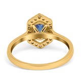 Art Deco Oval Natural Stone Hexagonal Ring