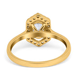 Art Deco Oval Natural Stone Hexagonal Ring