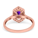 Art Deco Oval Natural Stone Hexagonal Ring