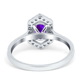 Art Deco Oval Natural Stone Hexagonal Ring