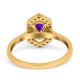 Art Deco Oval Natural Stone Hexagonal Ring