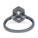Art Deco Oval Natural Stone Hexagonal Ring