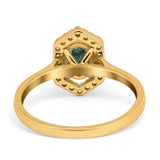 Art Deco Oval Natural Stone Hexagonal Ring