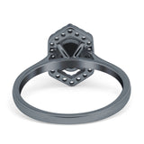 Art Deco Oval Natural Stone Hexagonal Ring