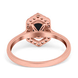 Art Deco Oval Natural Stone Hexagonal Ring