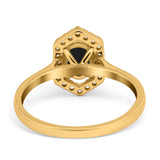 Art Deco Oval Natural Stone Hexagonal Ring