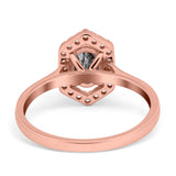 Art Deco Oval Natural Stone Hexagonal Ring