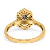 Art Deco Oval Natural Stone Hexagonal Ring